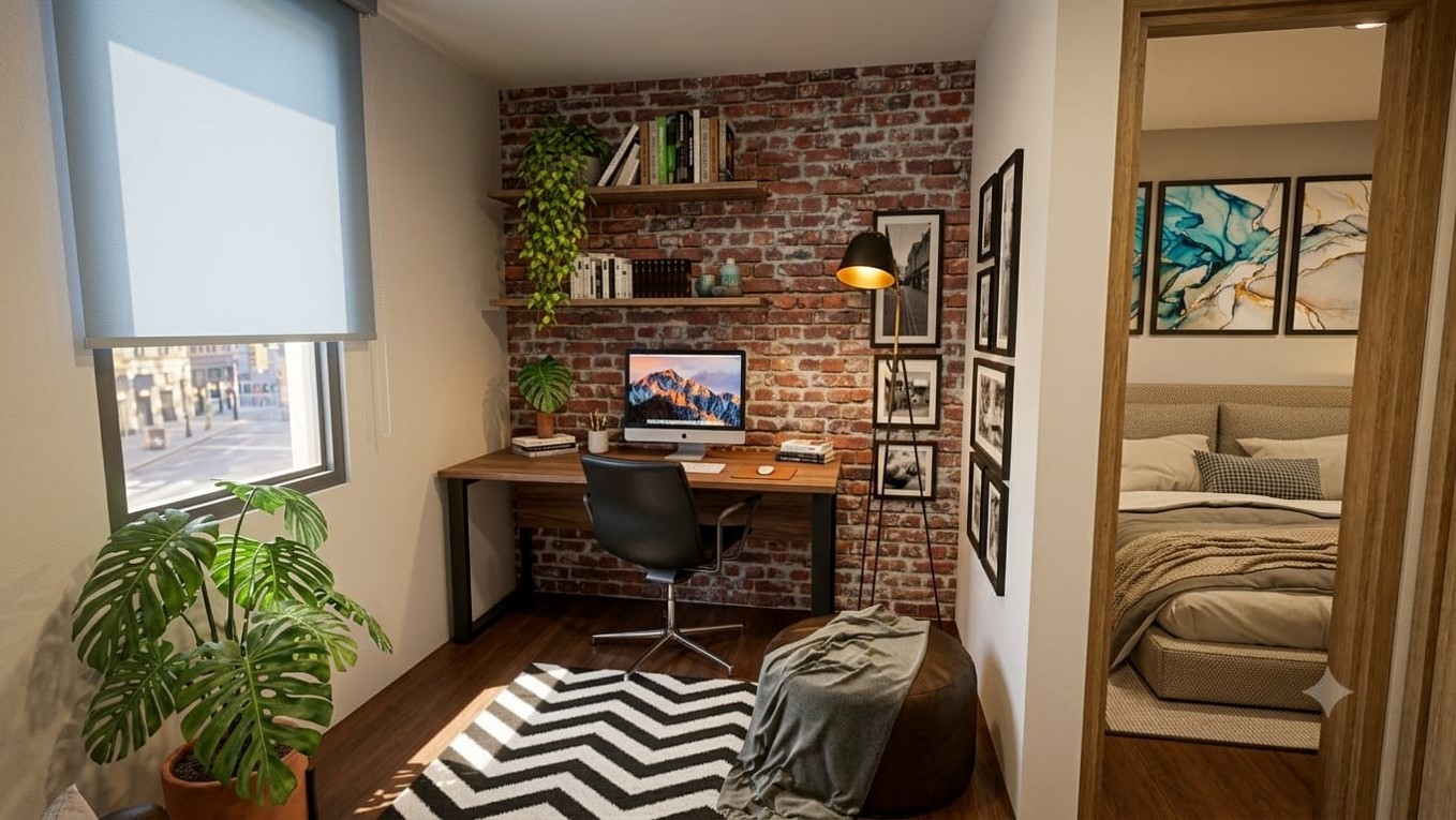 Interior residencial diseñado con materiales naturales